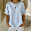 (Pague 1 Leve 2) Blusa Euddora™ Com Listras Delicadas e Botões Frontais